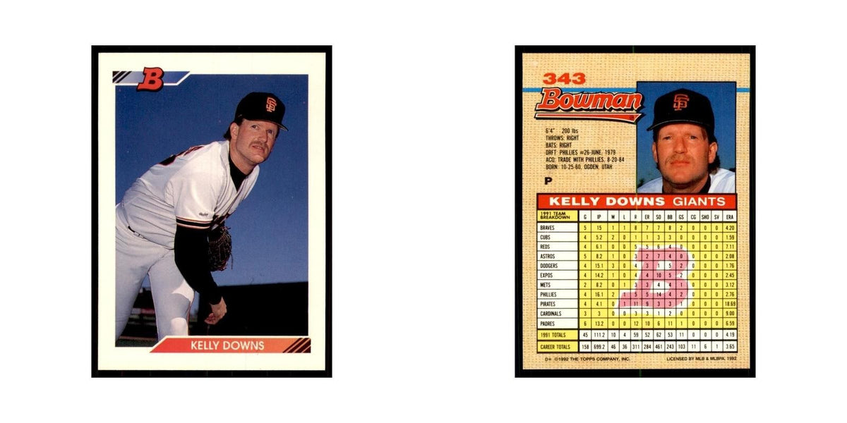 1992 Bowman Kelly Downs Baseball Cards #343