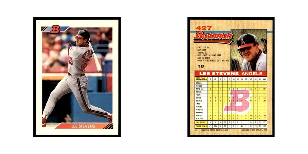 1992 Bowman Lee Stevens Baseball Cards #427