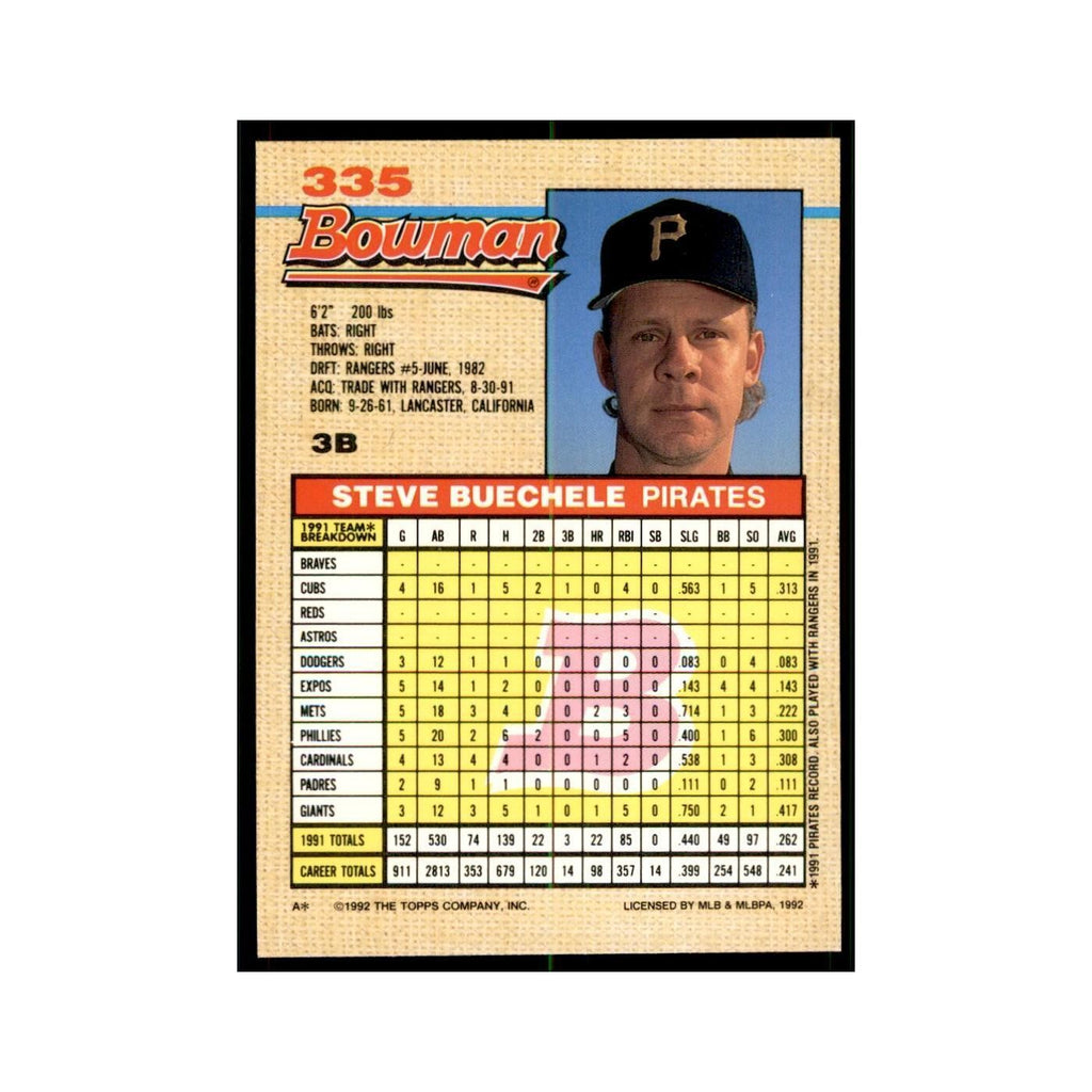1992 Bowman Steve Buechele Baseball Cards #335