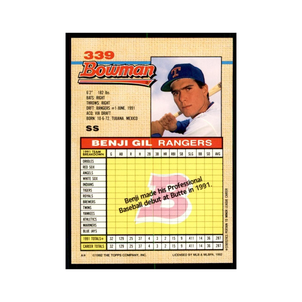 1992 Bowman Benji Gil Baseball Cards #339