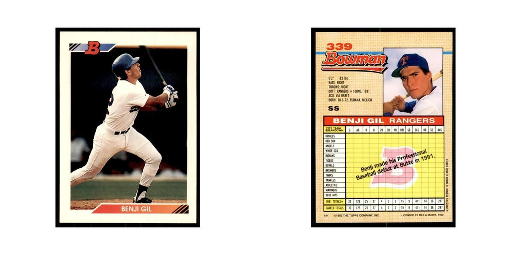 1992 Bowman Benji Gil Baseball Cards #339