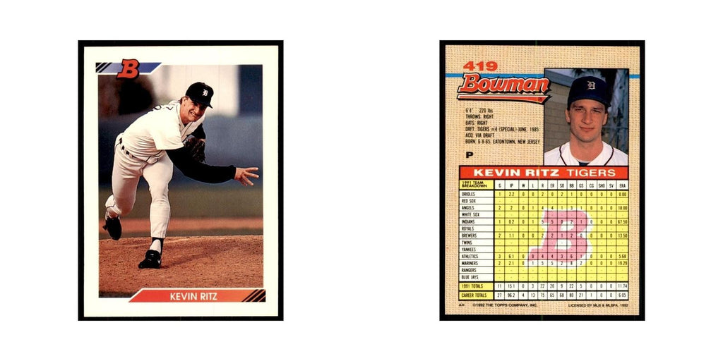 1992 Bowman Kevin Ritz Baseball Cards #419