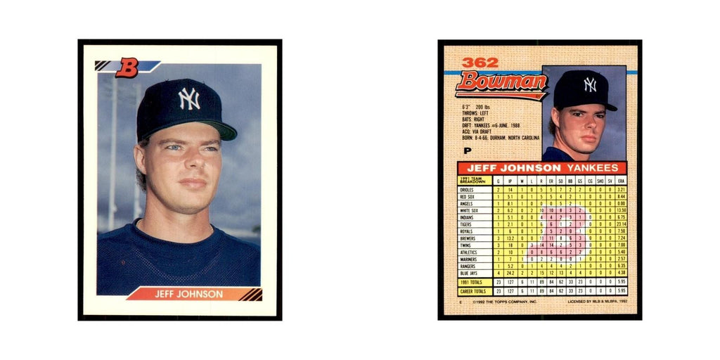 1992 Bowman Jeff Johnson Baseball Cards #362