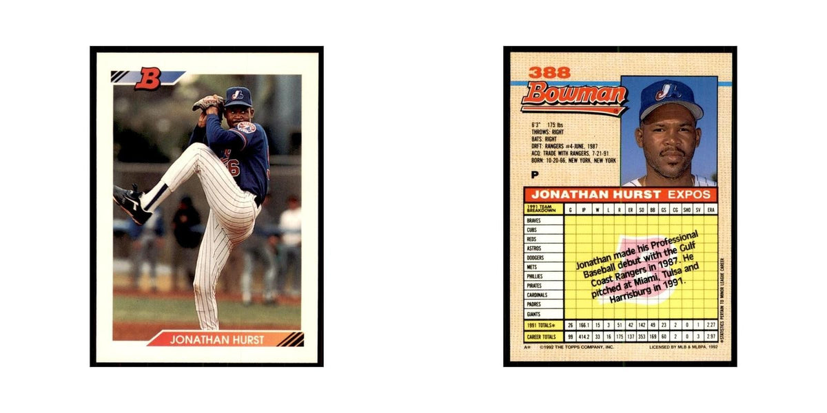 1992 Bowman Jonathan Hurst Baseball Cards #388
