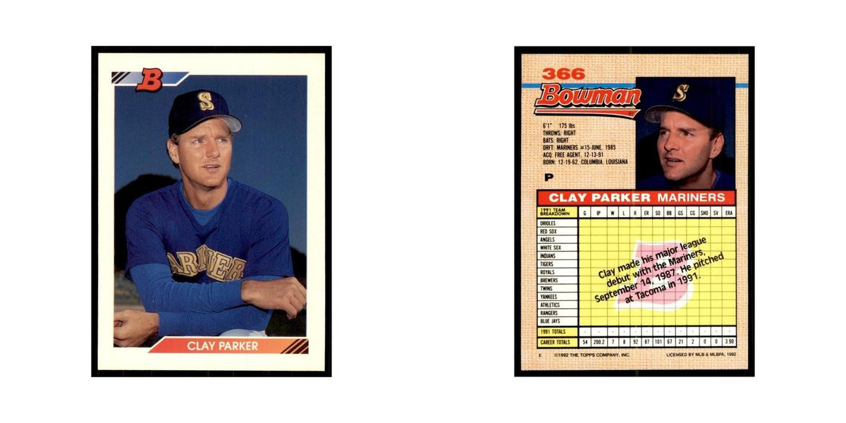 1992 Bowman Clay Parker Baseball Cards #366