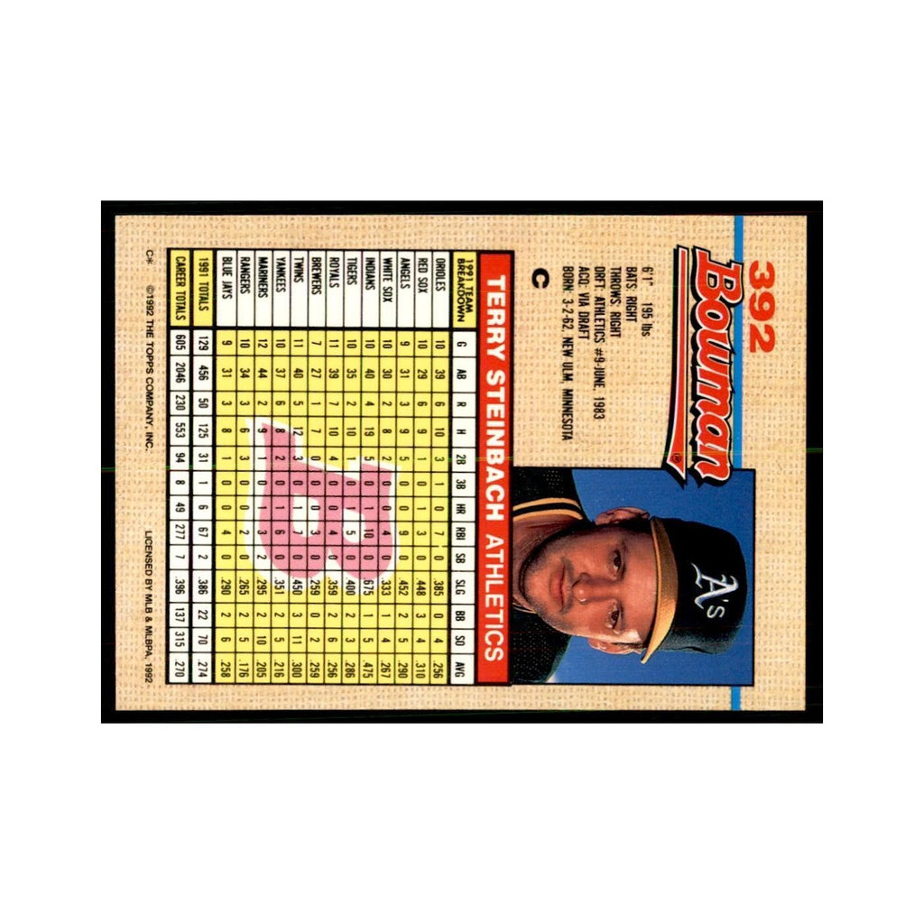 1992 Bowman Terry Steinbach Baseball Cards #392