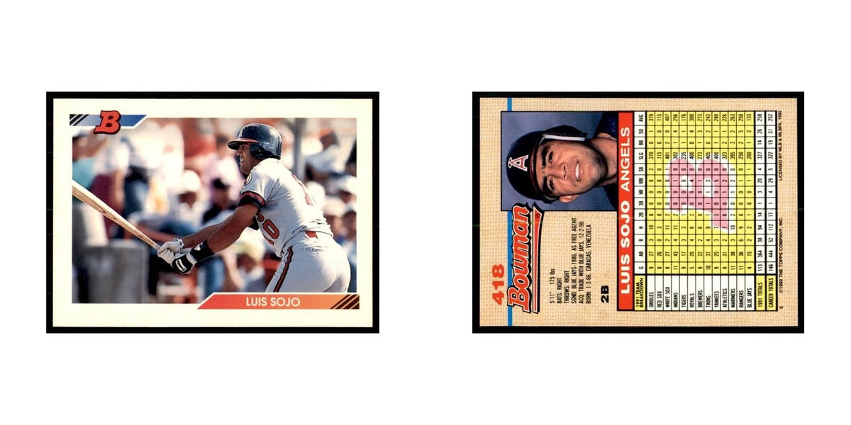 1992 Bowman Luis Sojo Baseball Cards #418