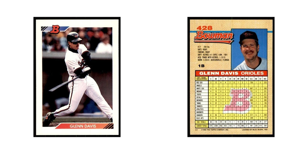 1992 Bowman Glenn Davis Baseball Cards #428