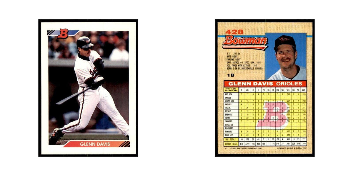 1992 Bowman Glenn Davis Baseball Cards #428