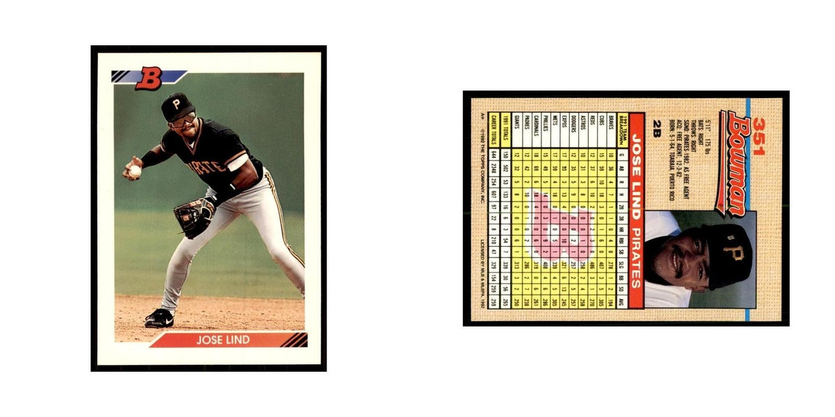 1992 Bowman Jose Lind Baseball Cards #351