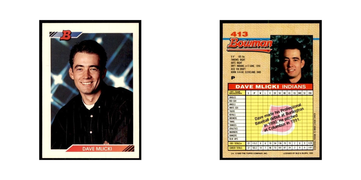 1992 Bowman Dave Mlicki Baseball Cards #413