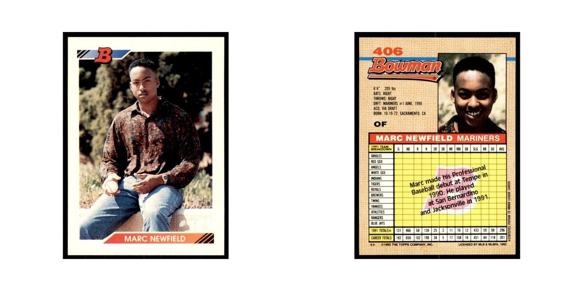 1992 Bowman Marc Newfield Baseball Cards #406