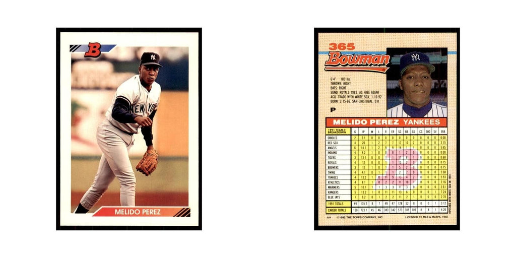 1992 Bowman Melido Perez Baseball Cards #365