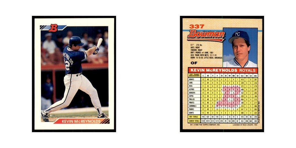 1992 Bowman Kevin McReynolds Baseball Cards #337
