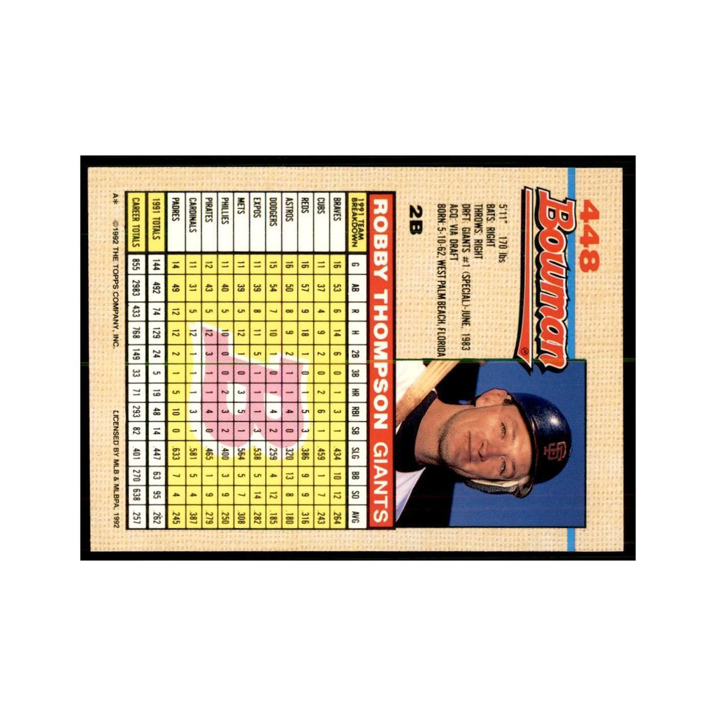 1992 Bowman Robby Thompson Baseball Cards #448
