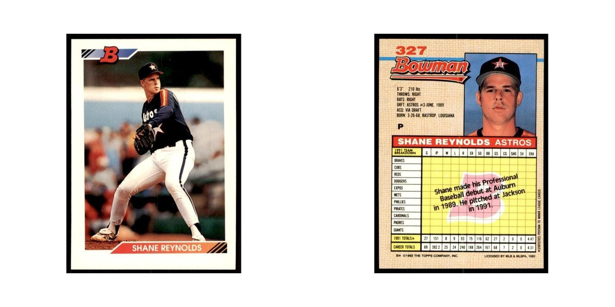 1992 Bowman Shane Reynolds Baseball Cards #327