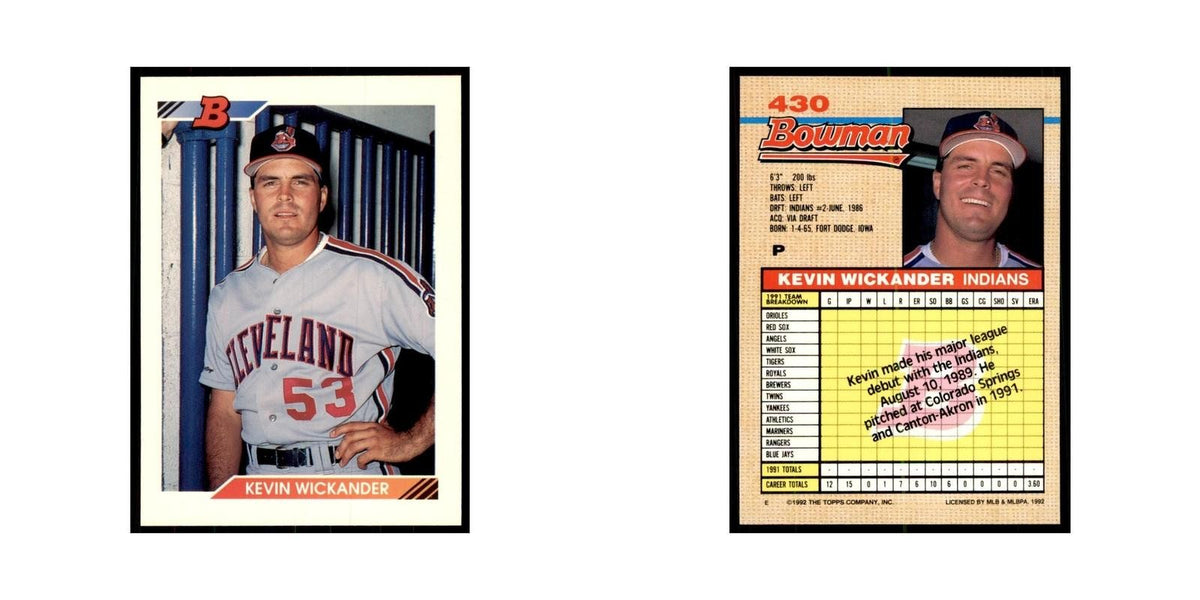 1992 Bowman Kevin Wickander Baseball Cards #430