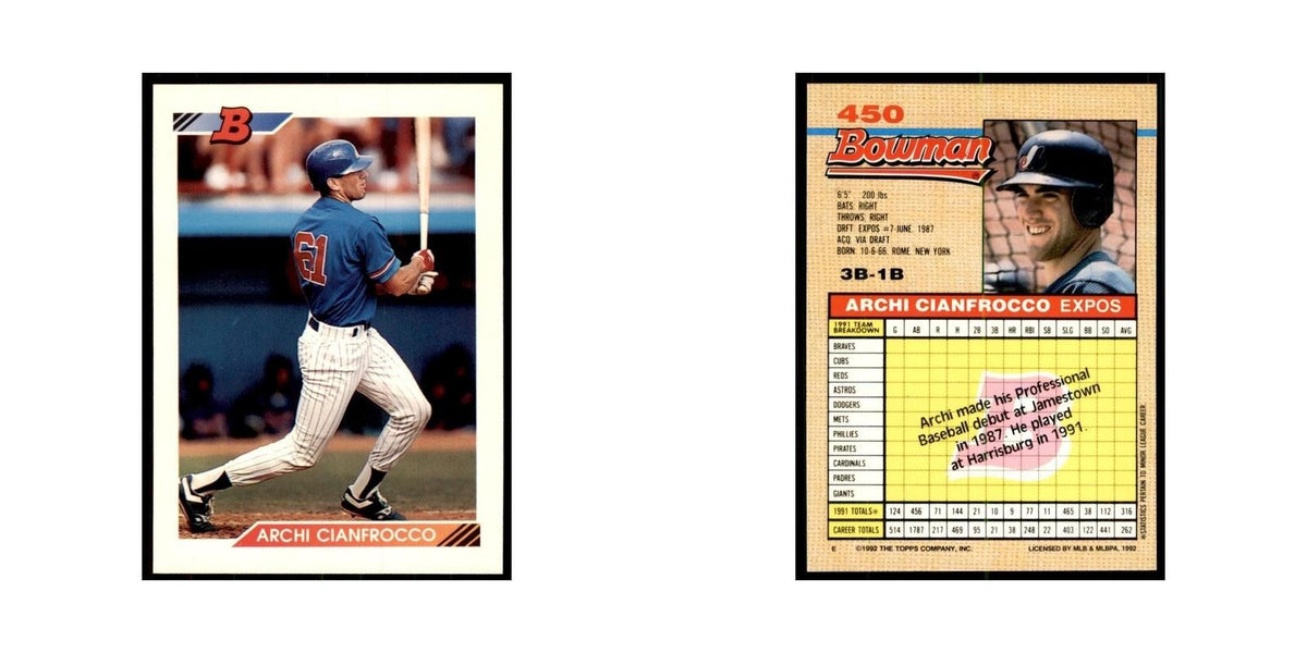 1992 Bowman Archi Cianfrocco Baseball Cards #450