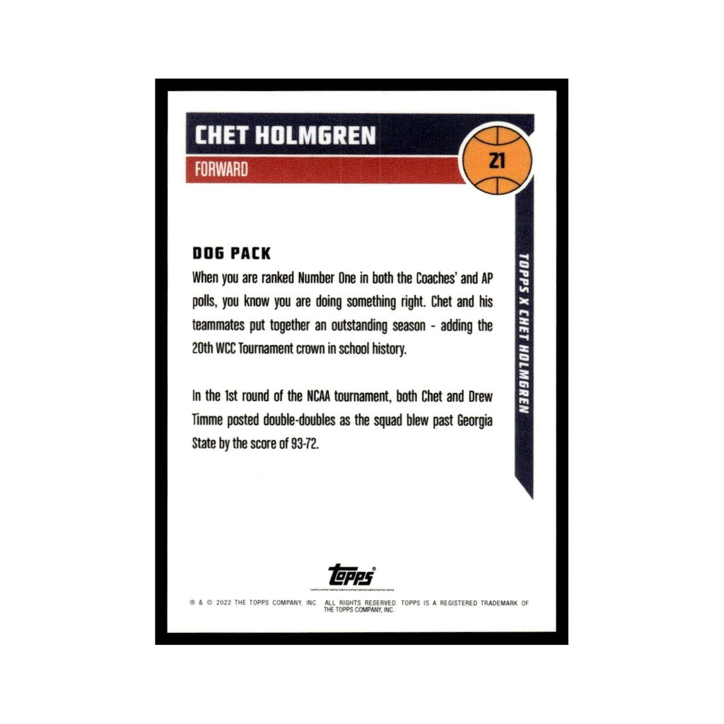 Chet Holmgren 2022 Topps X #21 Basketball Card NM