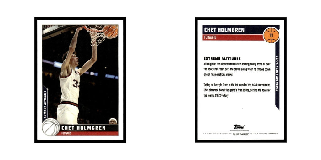 Chet Holmgren 2022 Topps X #11 Basketball Card NM