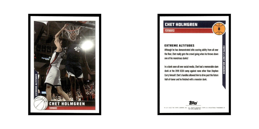 Chet Holmgren 2022 Topps X #8 Basketball Card NM