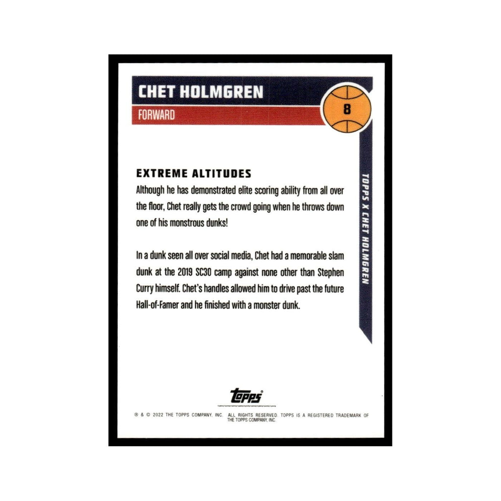 Chet Holmgren 2022 Topps X #8 Basketball Card NM