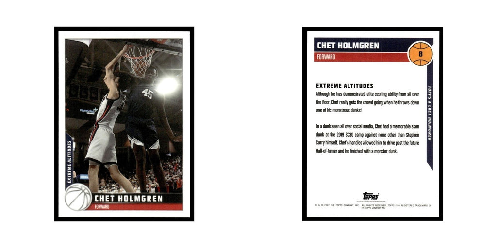 Chet Holmgren 2022 Topps X #8 Basketball Card NM