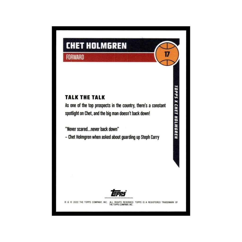 Chet Holmgren 2022 Topps X #17 Basketball Card NM