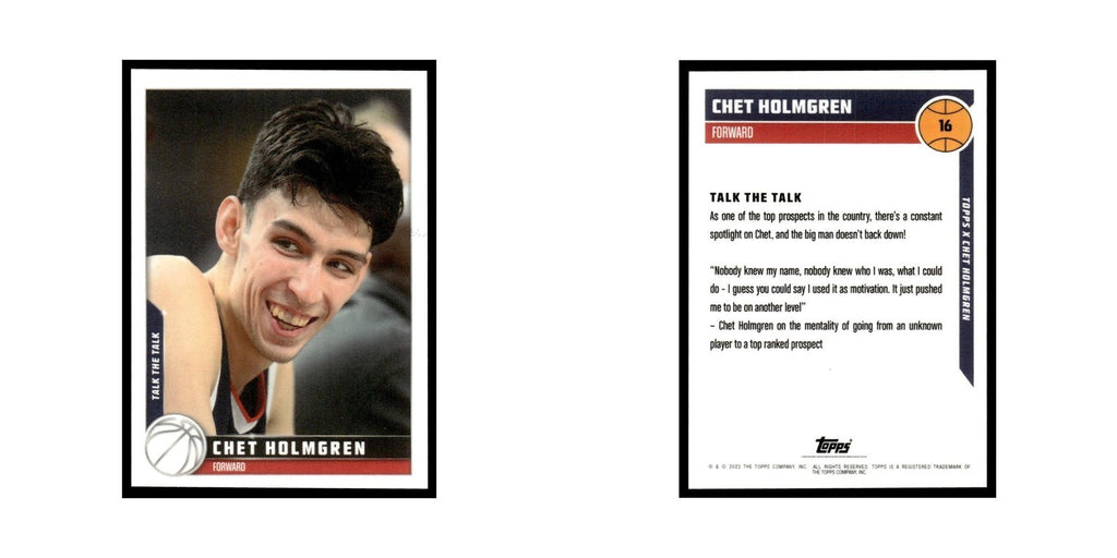 Chet Holmgren 2022 Topps X #16 Basketball Card NM