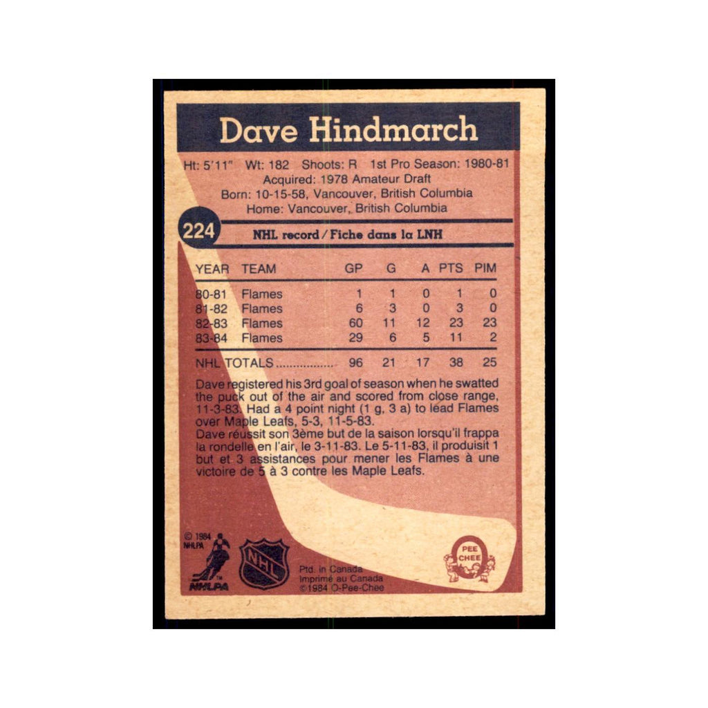 1984 O-Pee-Chee Dave Hindmarch Calgary Flames #224