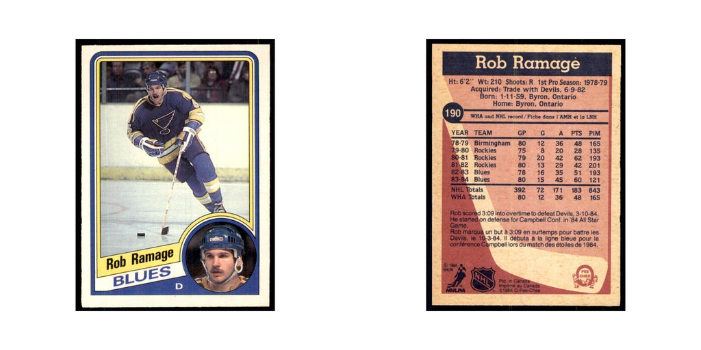 1984 O-Pee-Chee Rob Ramage St. Louis Blues #190