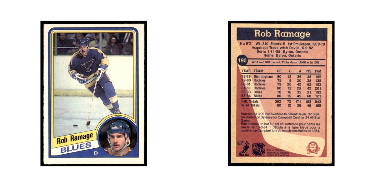1984 O-Pee-Chee Rob Ramage St. Louis Blues #190