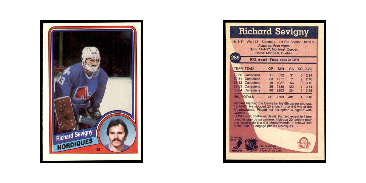 1984 O-Pee-Chee Richard Sevigny Quebec Nordiques #289