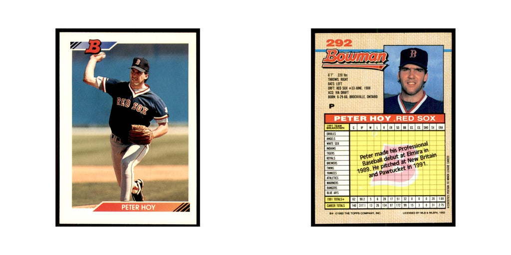 1992 Bowman Peter Hoy Baseball Cards #292