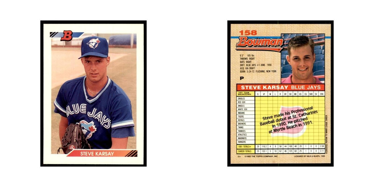 1992 Bowman Steve Karsay Baseball Cards #158