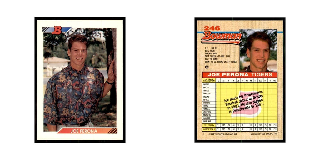 1992 Bowman Joe Perona Baseball Cards #246