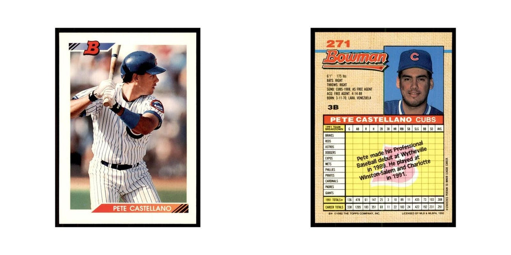 1992 Bowman Pedro Castellano Baseball Cards #271