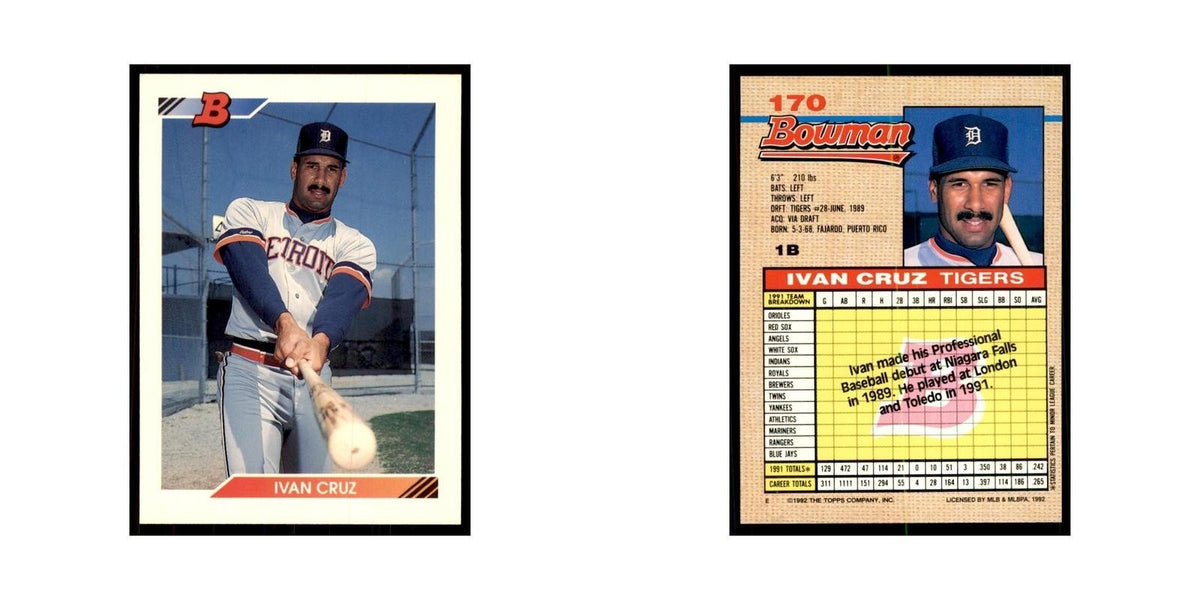 1992 Bowman Ivan Cruz Baseball Cards #170