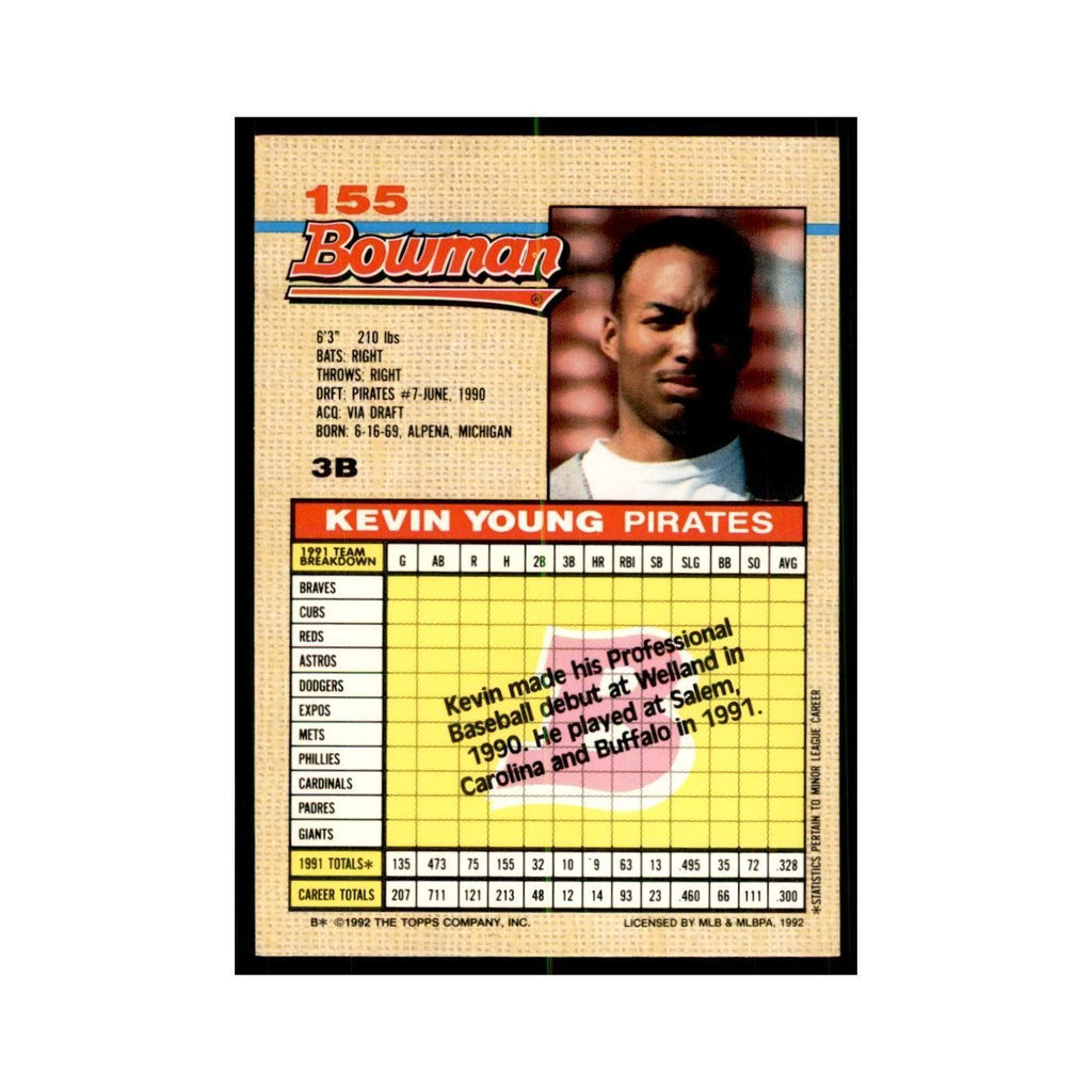 1992 Bowman Kevin Young Baseball Cards #155
