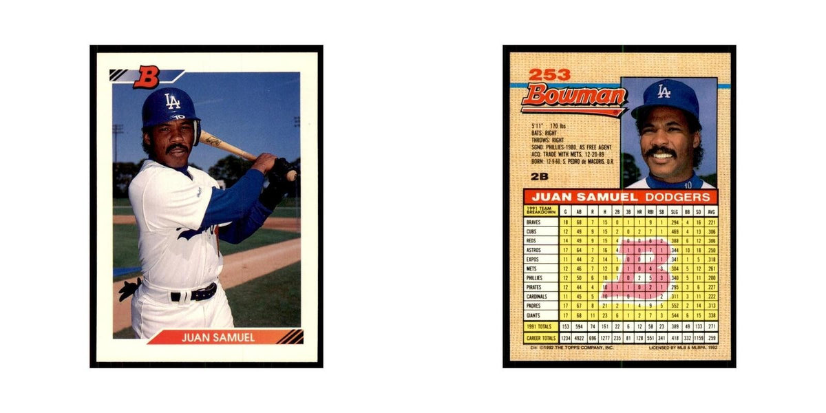 1992 Bowman Juan Samuel Baseball Cards #253