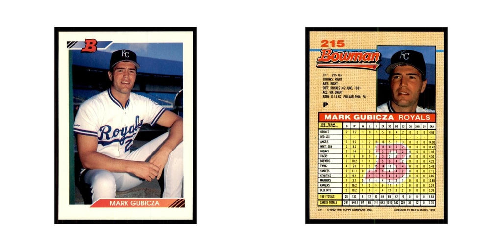 1992 Bowman Mark Gubicza Baseball Cards #215
