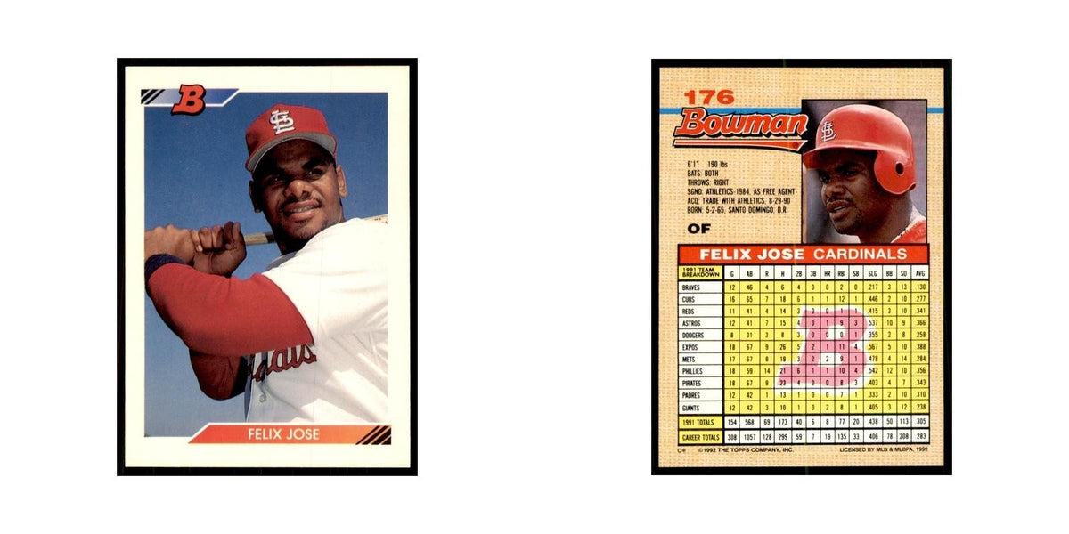 1992 Bowman Felix Jose Baseball Cards #176