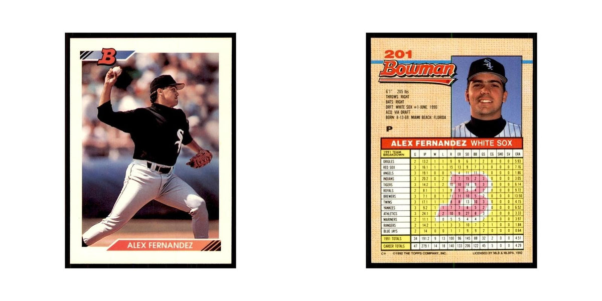 1992 Bowman Alex Fernandez Baseball Cards #201