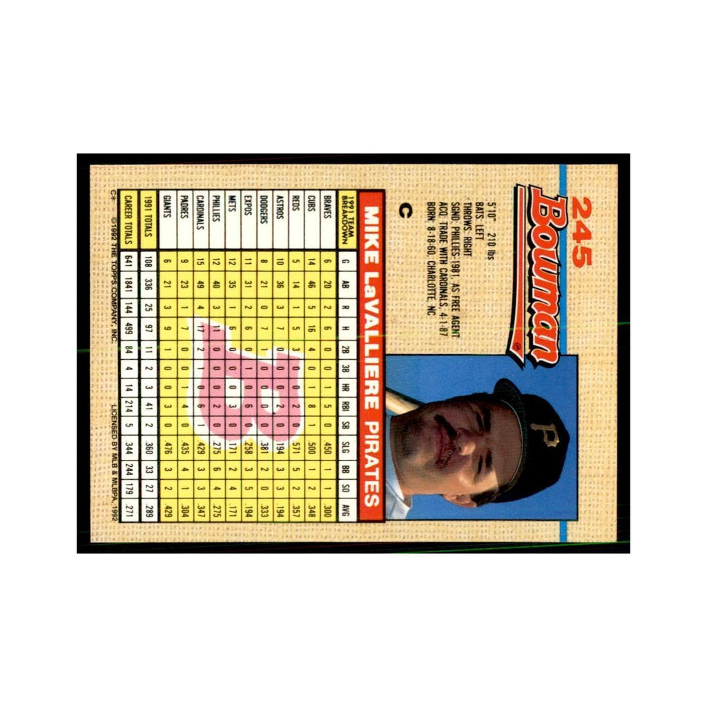 1992 Bowman Mike LaValliere Baseball Cards #245