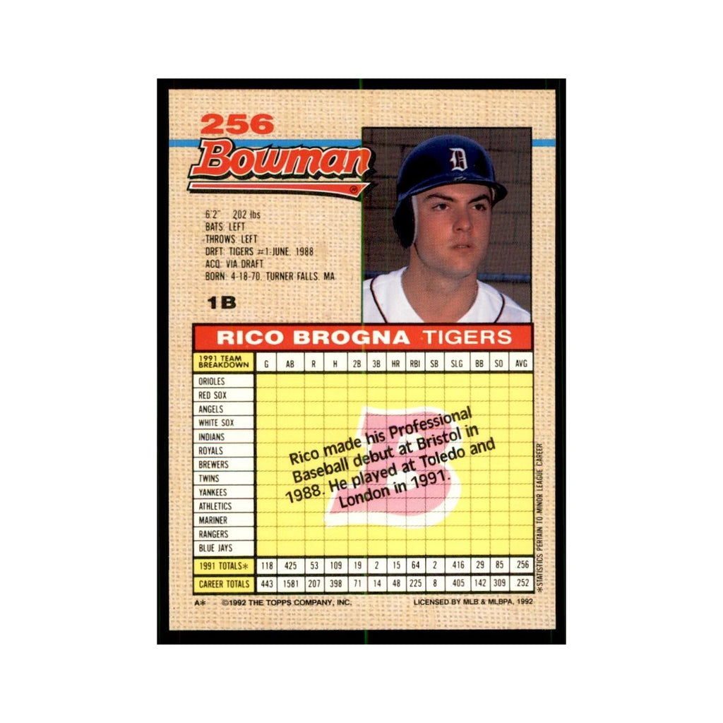 1992 Bowman Rico Brogna Baseball Cards #256