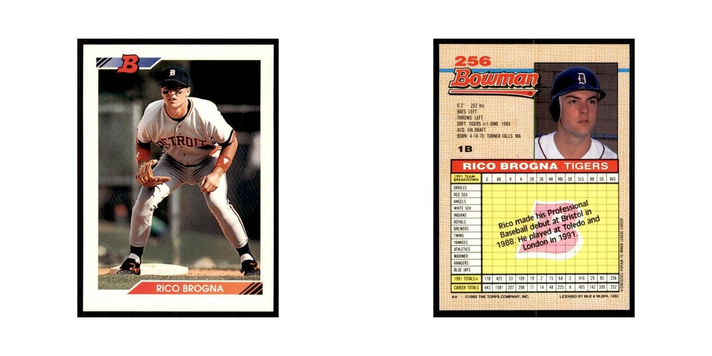 1992 Bowman Rico Brogna Baseball Cards #256