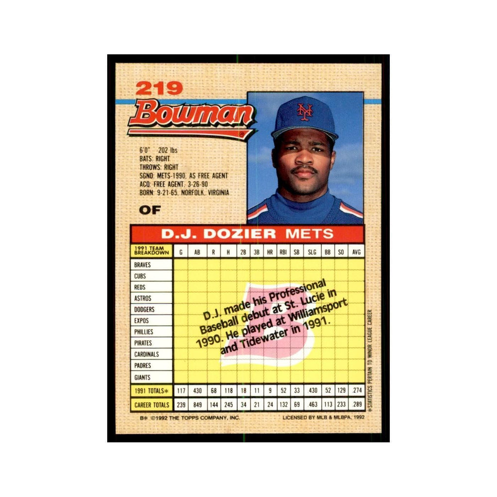 1992 Bowman D.J. Dozier Baseball Cards #219
