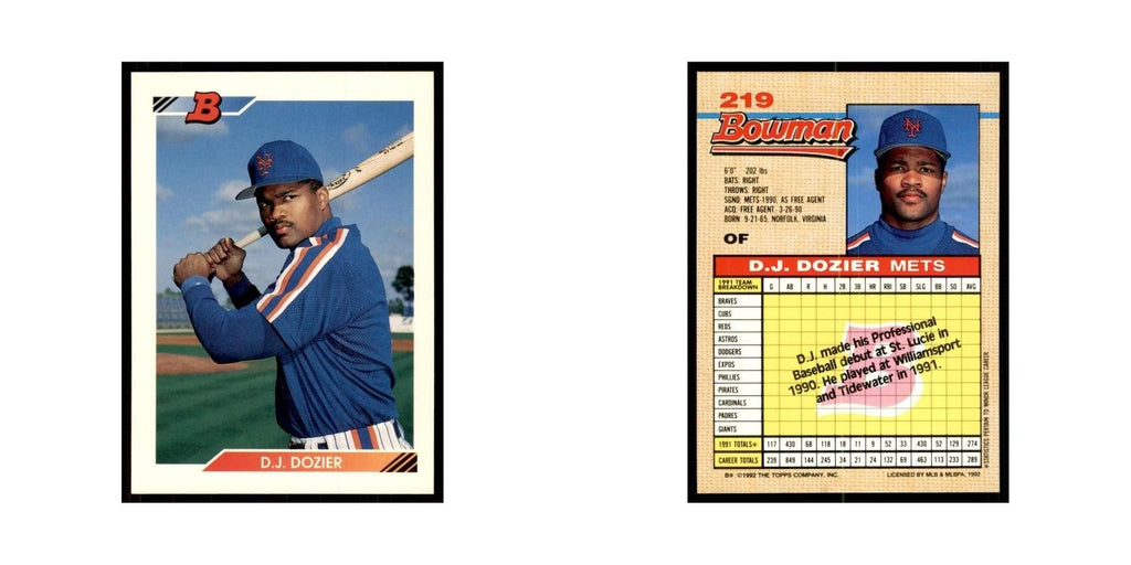 1992 Bowman D.J. Dozier Baseball Cards #219