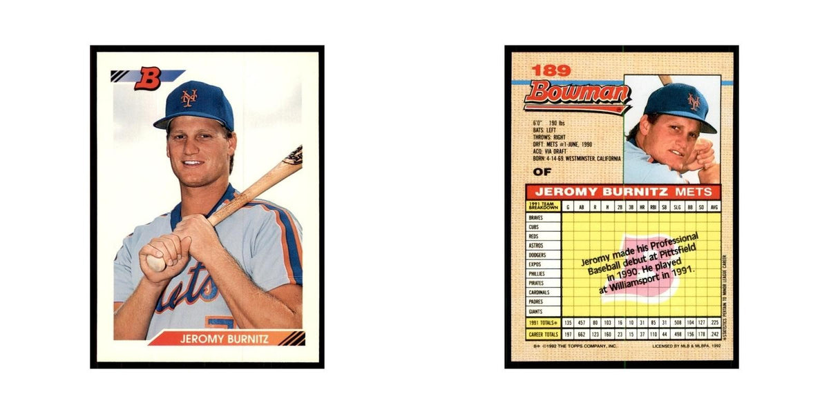 1992 Bowman Jeromy Burnitz Baseball Cards #189