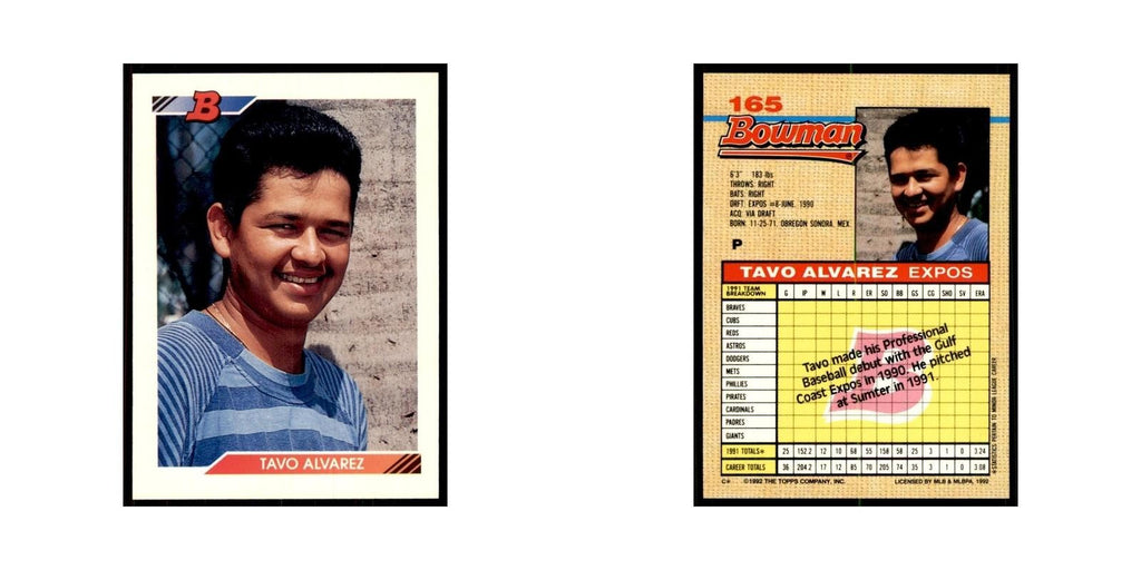 1992 Bowman Tavo Alvarez Baseball Cards #165